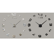 Load image into Gallery viewer, Bedroom Home Office Decoration Modern Frameless Large Number DIY 3D Mirror Wall Sticker Quiet Clock, Size: 100*100cm, 3M007 (Black), 3M007 (Silver)