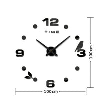 Load image into Gallery viewer, Bedroom Home Office Decoration Frameless Large Size DIY 3D Mirror Surface Wall Stickers Quiet Clock, Size: 100*100cm, 3M006 (Black), 3M006 (Silver)