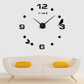 Bedroom Home Office Decoration Frameless Large Size DIY 3D Mirror Surface Wall Stickers Quiet Clock, Size: 100*100cm, 3M006 (Black), 3M006 (Silver)