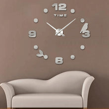 Load image into Gallery viewer, Bedroom Home Office Decoration Frameless Large Size DIY 3D Mirror Surface Wall Stickers Quiet Clock, Size: 100*100cm, 3M006 (Black), 3M006 (Silver)