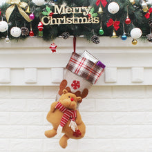 Load image into Gallery viewer, Christmas Ornament Decoration Lattice Cloth Christmas Stocking Gift Bag Pendant, Elk, Snowman, Santa