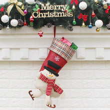 Load image into Gallery viewer, Christmas Ornament Decoration Lattice Cloth Christmas Stocking Gift Bag Pendant, Elk, Snowman, Santa