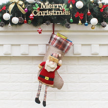 Load image into Gallery viewer, Christmas Ornament Decoration Lattice Cloth Christmas Stocking Gift Bag Pendant, Elk, Snowman, Santa