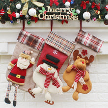 Load image into Gallery viewer, Christmas Ornament Decoration Lattice Cloth Christmas Stocking Gift Bag Pendant, Elk, Snowman, Santa