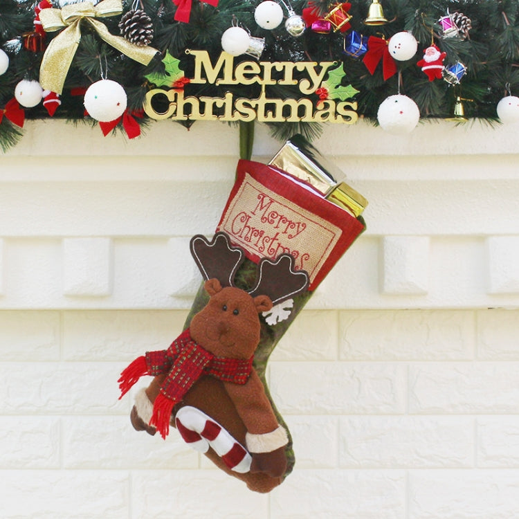 Christmas Ornament Decoration Merry Christmas Christmas Big Stocking Gift Bag Pendant, Elk, Snowman, Santa Claus