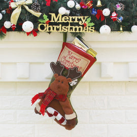 Christmas Ornament Decoration Merry Christmas Christmas Big Stocking Gift Bag Pendant, Elk, Snowman, Santa Claus