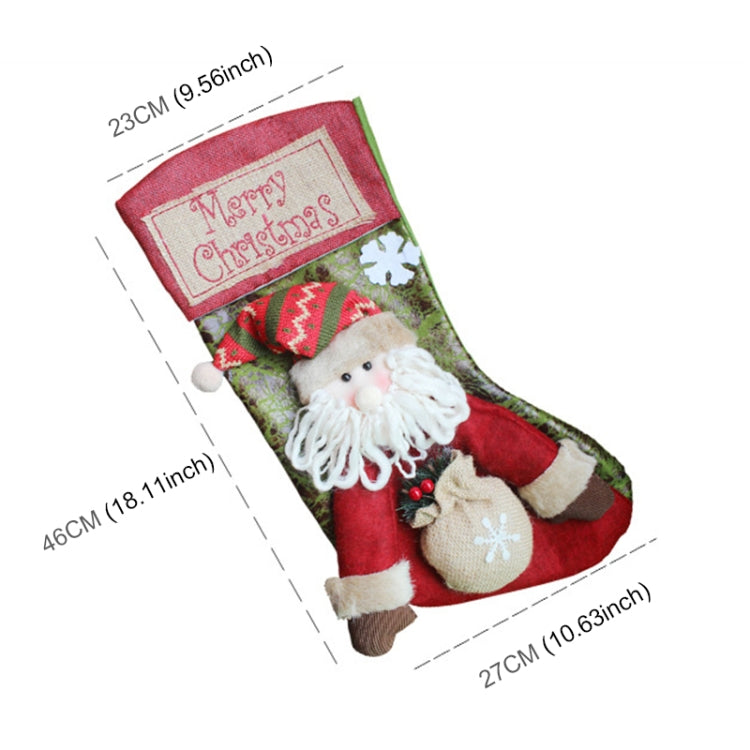 Christmas Ornament Decoration Merry Christmas Christmas Big Stocking Gift Bag Pendant, Elk, Snowman, Santa Claus