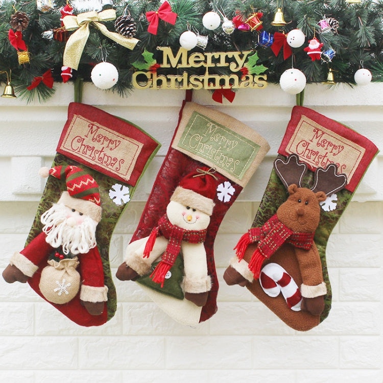Christmas Ornament Decoration Merry Christmas Christmas Big Stocking Gift Bag Pendant, Elk, Snowman, Santa Claus