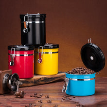 Load image into Gallery viewer, 800ml Stainless Steel Sealed Food Coffee Grounds Bean Storage Container with Built-in CO2 Gas Vent Valve &amp; Calendar