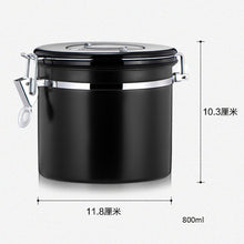 Load image into Gallery viewer, 800ml Stainless Steel Sealed Food Coffee Grounds Bean Storage Container with Built-in CO2 Gas Vent Valve &amp; Calendar