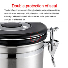 Load image into Gallery viewer, 800ml Stainless Steel Sealed Food Coffee Grounds Bean Storage Container with Built-in CO2 Gas Vent Valve &amp; Calendar