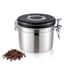 Load image into Gallery viewer, 800ml Stainless Steel Sealed Food Coffee Grounds Bean Storage Container with Built-in CO2 Gas Vent Valve &amp; Calendar