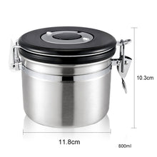 Load image into Gallery viewer, 800ml Stainless Steel Sealed Food Coffee Grounds Bean Storage Container with Built-in CO2 Gas Vent Valve &amp; Calendar
