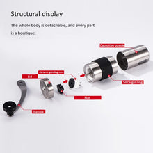 Load image into Gallery viewer, Portable Conical Burr Mill Manual Stainless Steel Hand Crank Coffee Bean Grinder, Capacity: 30g, Capacity: 30g