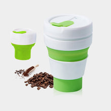 Load image into Gallery viewer, 350ml Outdoor Pocket-Sized Coffee Tea Collapsible Travel Mug Silicone Cup with Lid