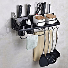 Load image into Gallery viewer, A Version 50cm 2 Cup 8 Hooks Kitchen Multi-function Wall-mounted Condiment Storage Rack, A Version 50cm 2 Cup