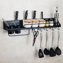 Load image into Gallery viewer, A Version 80cm 2 Cups 10 Hooks Kitchen Multi-function Wall-mounted Condiment Storage Rack, A Version 80cm 2 Cups