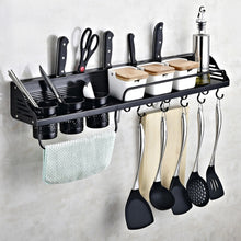 Load image into Gallery viewer, A Version 80cm 2 Cups 10 Hooks Kitchen Multi-function Wall-mounted Condiment Storage Rack, A Version 80cm 2 Cups