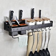 Load image into Gallery viewer, C Version 60cm 2 Cups 10 Hooks Kitchen Multi-function Wall-mounted Condiment Storage Rack, C Version 60cm 2 Cups