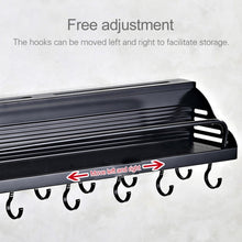 Load image into Gallery viewer, C Version 60cm 2 Cups 10 Hooks Kitchen Multi-function Wall-mounted Condiment Storage Rack, C Version 60cm 2 Cups