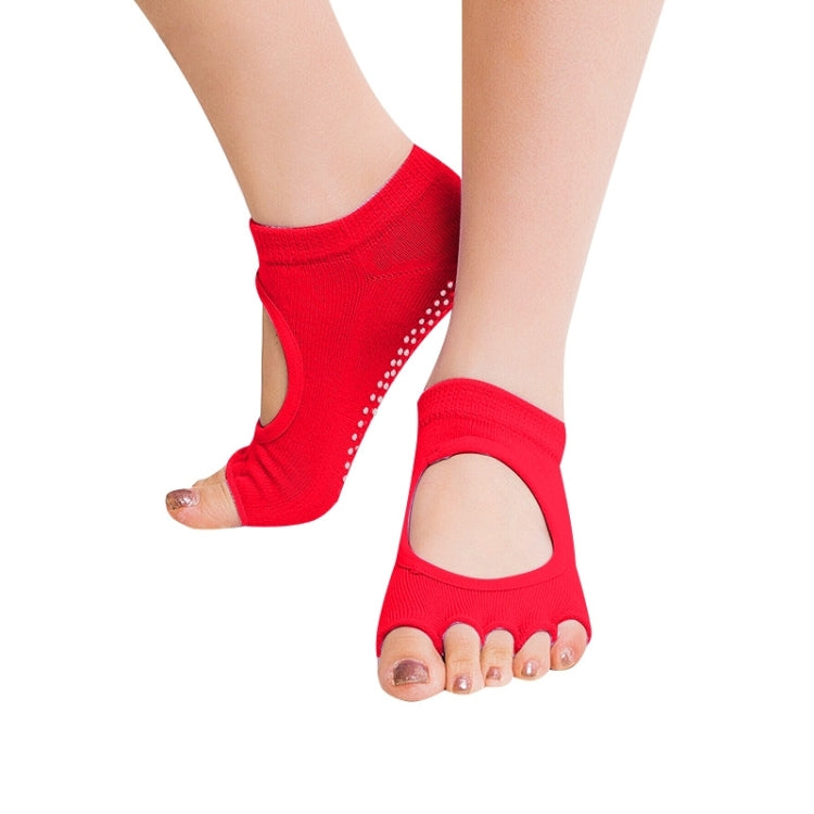 One Pair Open Toe Open Instep Anti-slip Sports Female Yoga Socks, Size: 34 - 39 (EUR)