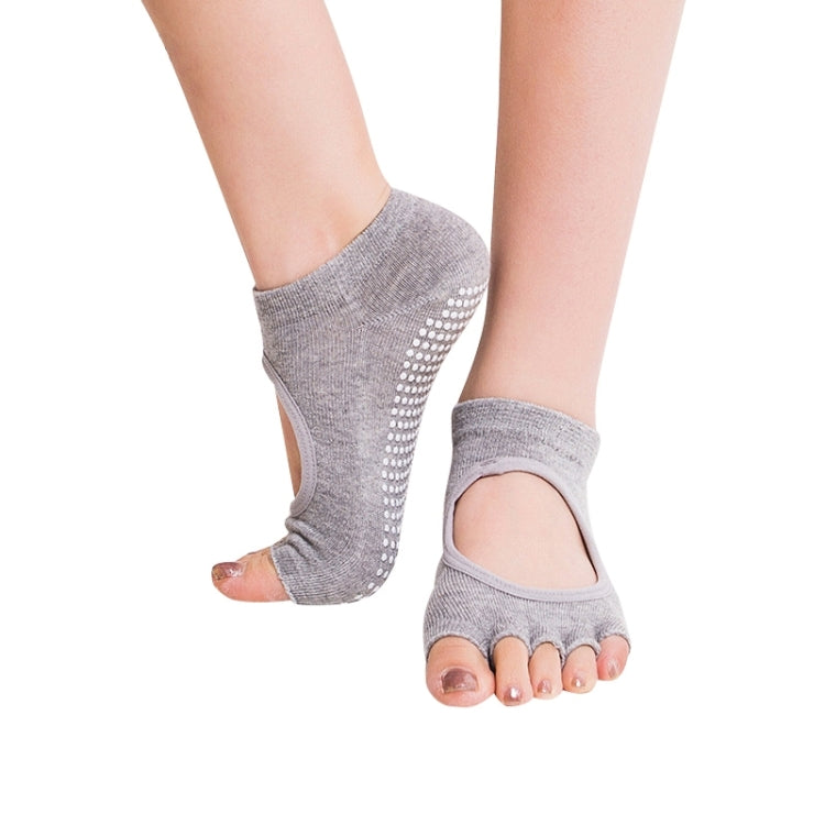 One Pair Open Toe Open Instep Anti-slip Sports Female Yoga Socks, Size: 34 - 39 (EUR)