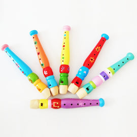 Kindergarten Children Early Education Teaching Aids Wooden Colorful Flute Musical Play Toys, Size: 20*2.5cm