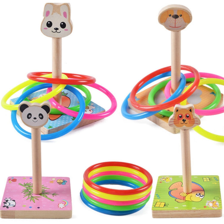 Kindergarten Children Wooden Panda Animal Throwing Ring Toss Games Activities Toys, Size: 9*9*14.7cm