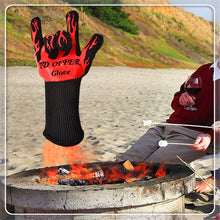 Load image into Gallery viewer, 2 Layer Fire Protection Portable Silicone Anti-skidding High Temperature Resistance Cooking Baking Barbecue Gloves, Size: 28-33 cm