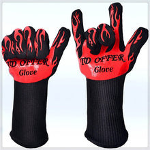 Load image into Gallery viewer, 2 Layer Fire Protection Portable Silicone Anti-skidding High Temperature Resistance Cooking Baking Barbecue Gloves, Size: 28-33 cm