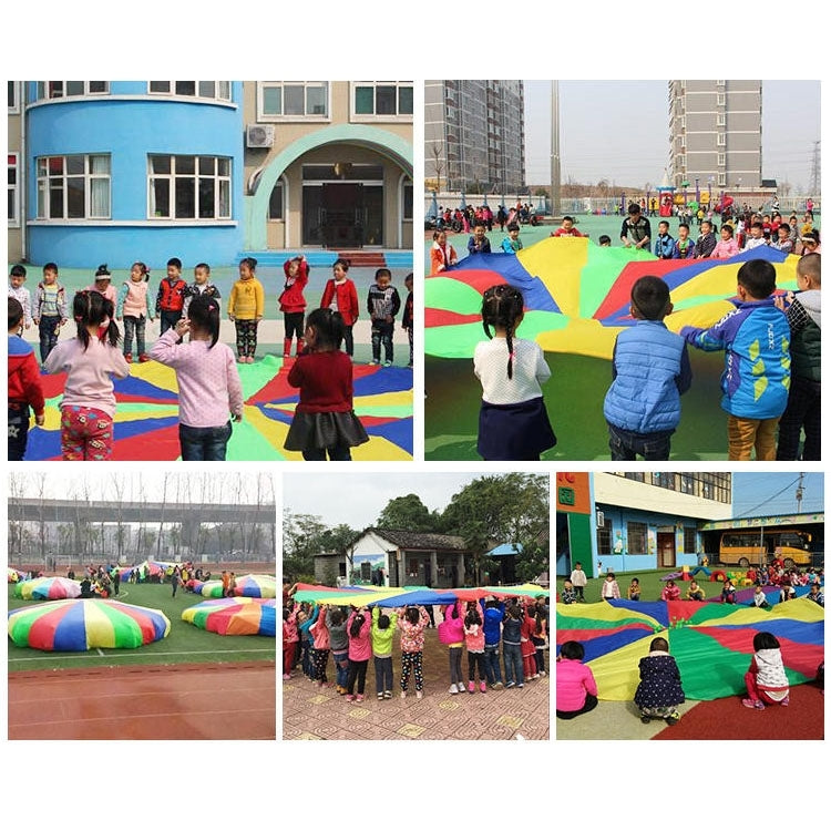 5m Children Outdoor Game Exercise Sport Toys Rainbow Umbrella Parachute Play Fun Toy with 12 Handle Straps for Families / Kindergartens / Amusement Parks