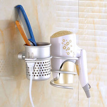 Load image into Gallery viewer, Hair Dryer Holder Wall Mount Hanging Rack Organizer Hook Spiral Bathroom Bracket, With Mesh Holder