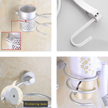Load image into Gallery viewer, Hair Dryer Holder Wall Mount Hanging Rack Organizer Hook Spiral Bathroom Bracket, With Mesh Holder