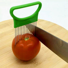 Load image into Gallery viewer, Stainless Steel Vegetable Onion Cutter Holder Meat Needle Kitchen Tools, Orange, Green, Blue, White