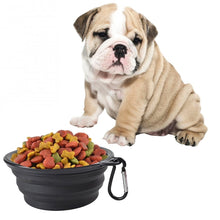 Load image into Gallery viewer, Portable Pet Folding Feeding Bowl Silicone Water Dish Feeder Puppy Travel Bowl, Random Color Delivery, Bowl Diameter: 13cm