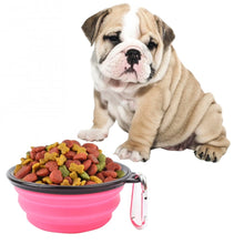 Load image into Gallery viewer, Portable Pet Folding Feeding Bowl Silicone Water Dish Feeder Puppy Travel Bowl, Random Color Delivery, Bowl Diameter: 13cm