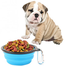 Load image into Gallery viewer, Portable Pet Folding Feeding Bowl Silicone Water Dish Feeder Puppy Travel Bowl, Random Color Delivery, Bowl Diameter: 13cm