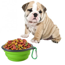 Load image into Gallery viewer, Portable Pet Folding Feeding Bowl Silicone Water Dish Feeder Puppy Travel Bowl, Random Color Delivery, Bowl Diameter: 13cm