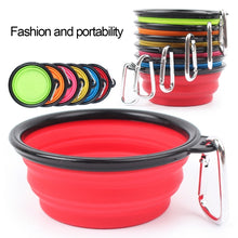 Load image into Gallery viewer, Portable Pet Folding Feeding Bowl Silicone Water Dish Feeder Puppy Travel Bowl, Random Color Delivery, Bowl Diameter: 13cm