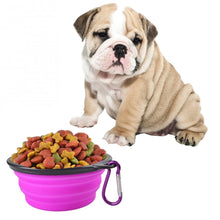 Load image into Gallery viewer, Portable Pet Folding Feeding Bowl Silicone Water Dish Feeder Puppy Travel Bowl, Random Color Delivery, Bowl Diameter: 13cm