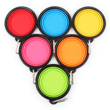 Load image into Gallery viewer, Portable Pet Folding Feeding Bowl Silicone Water Dish Feeder Puppy Travel Bowl, Random Color Delivery, Bowl Diameter: 13cm