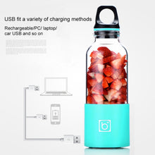Load image into Gallery viewer, Bingo 500ml Mini Portable USB Rechargeable Electric Juicer Cup  Juicer Blender, 22000 Revolutions Per Minute, 2 Blade Head Blue, 2 Blade Head Purple, 2 Blade Head Red, 2 Blade Head Pink, 2 Blade Head Green