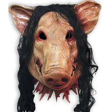 Load image into Gallery viewer, Halloween Mask Latex Pig Head Cap Halloween Festival Party Fancy Pig Face Masquerade Masks with Hair, Pig Head