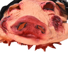 Load image into Gallery viewer, Halloween Mask Latex Pig Head Cap Halloween Festival Party Fancy Pig Face Masquerade Masks with Hair, Pig Head
