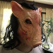 Load image into Gallery viewer, Halloween Mask Latex Pig Head Cap Halloween Festival Party Fancy Pig Face Masquerade Masks with Hair, Pig Head