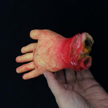Load image into Gallery viewer, 23cm Halloween Horror Props April Fool Day Party Prop Body Parts Decoration 5 Fingers Bloody Hand, Short Blood Hand