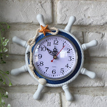 Load image into Gallery viewer, Wooden Helmsman Ship Wheel Shape Decorative Living Room Wall Clock, Size: 22*22*2.5cm, HC5673A, HC5673B