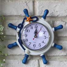 Load image into Gallery viewer, Wooden Helmsman Ship Wheel Shape Decorative Living Room Wall Clock, Size: 22*22*2.5cm, HC5673A, HC5673B
