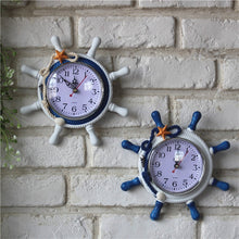 Load image into Gallery viewer, Wooden Helmsman Ship Wheel Shape Decorative Living Room Wall Clock, Size: 22*22*2.5cm, HC5673A, HC5673B