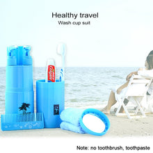 Load image into Gallery viewer, Creative 5 in 1 Portable Gargle Cup Shampoo Sub-Bottle Comb Make-up Mirror Travel Wash Kits, Standard Sets, 5 in 1
